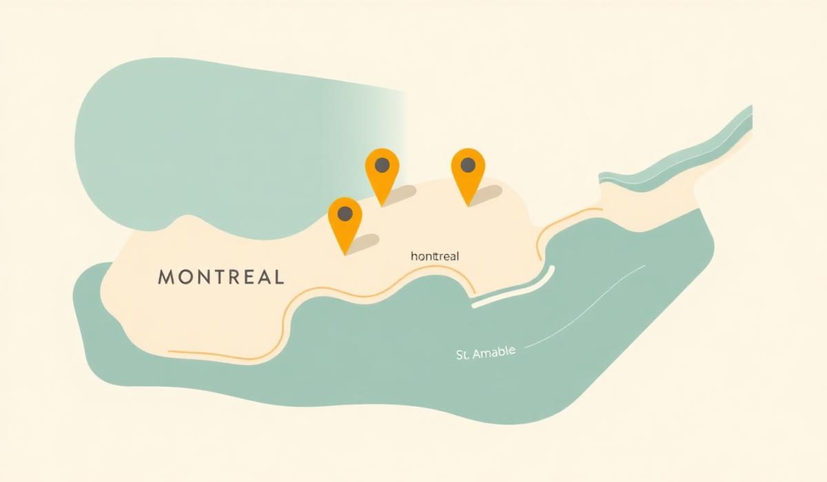 Carte des régions desservies par Charli Assistance : Montréal, Longueuil et St-Amable